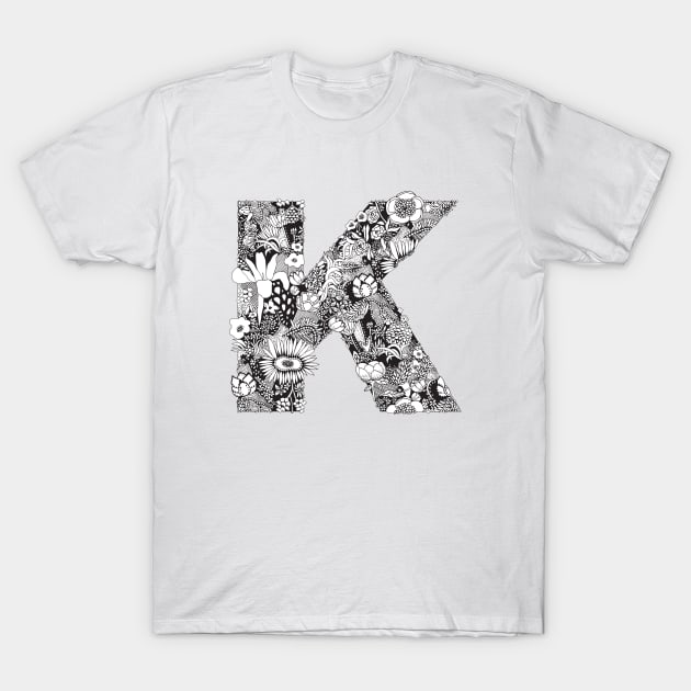 Floral Letter K T-Shirt by HayleyLaurenDesign